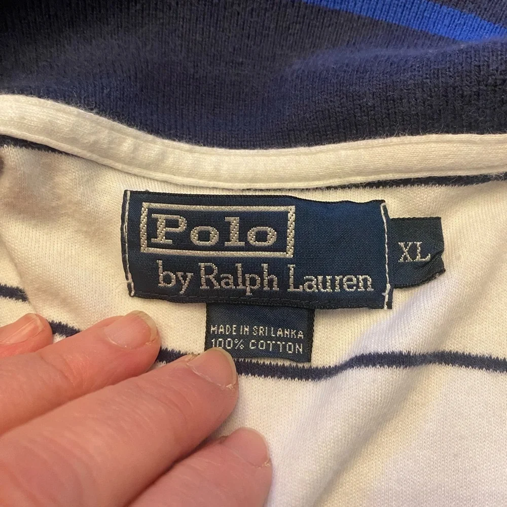 Polo by Ralph Lauren White Polo with Navy Trim